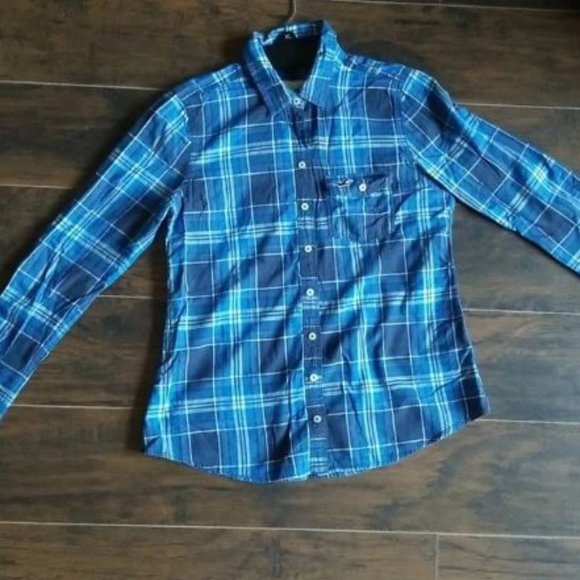 Hollister Other - Hollister Button Up Shirt Mens M Plaid Blue Pink Long Sleeve Top